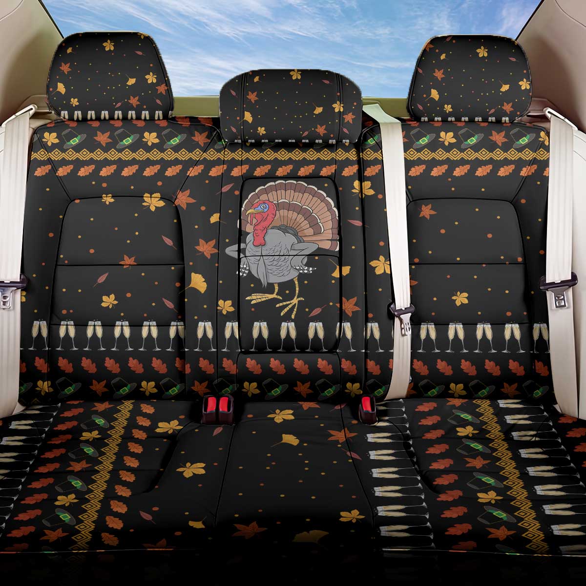 Thanksgiving Christmas Design Back Car Seat Cover Xmas Holiday Patterns - Wonder Print Shop