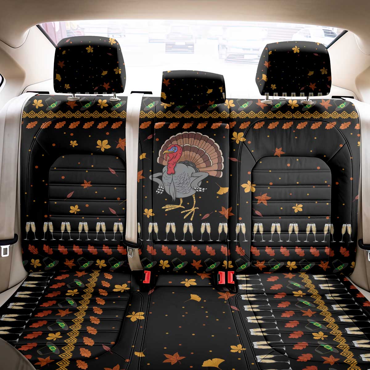 Thanksgiving Christmas Design Back Car Seat Cover Xmas Holiday Patterns - Wonder Print Shop