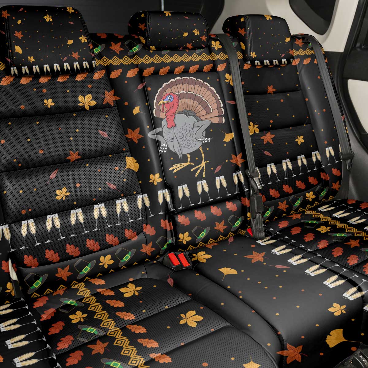 Thanksgiving Christmas Design Back Car Seat Cover Xmas Holiday Patterns - Wonder Print Shop