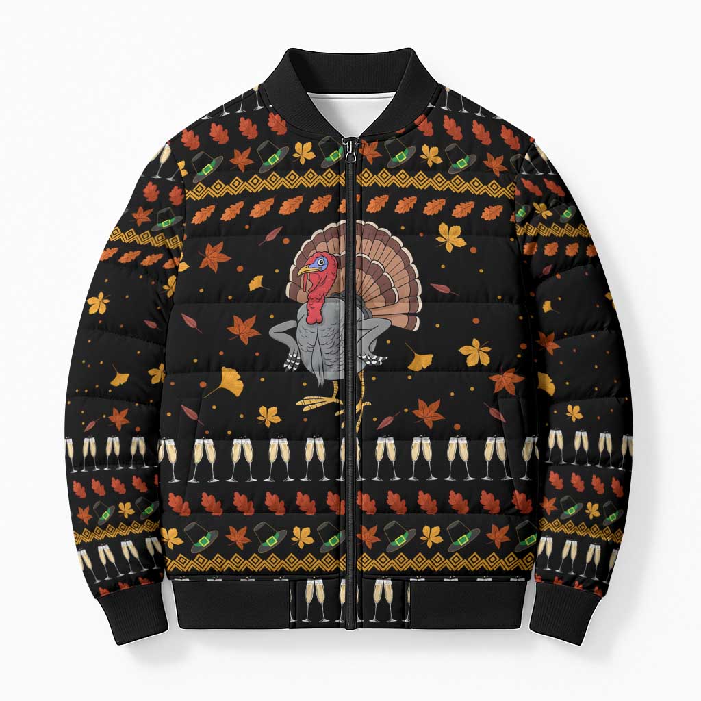 Thanksgiving Christmas Design Bomber Puffer Jacket Xmas Holiday Patterns - Wonder Print Shop