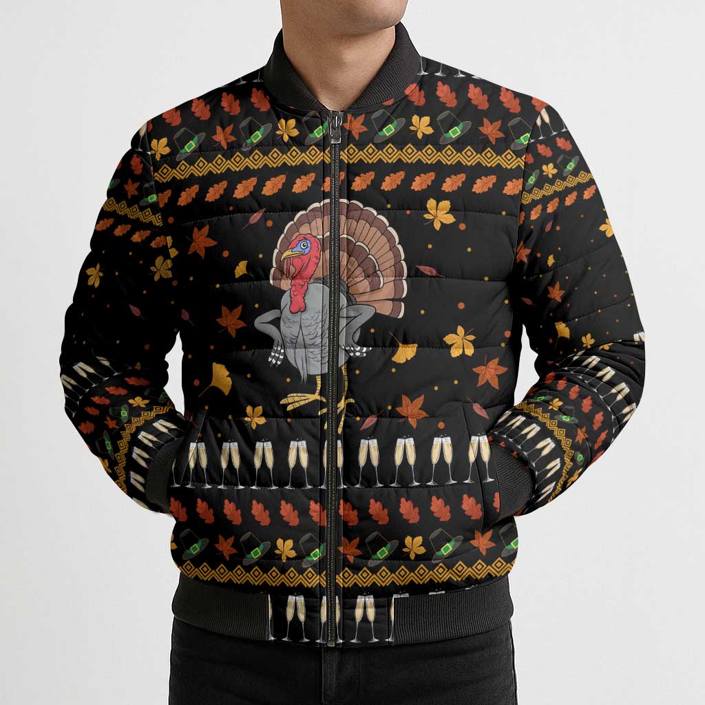 Thanksgiving Christmas Design Bomber Puffer Jacket Xmas Holiday Patterns - Wonder Print Shop