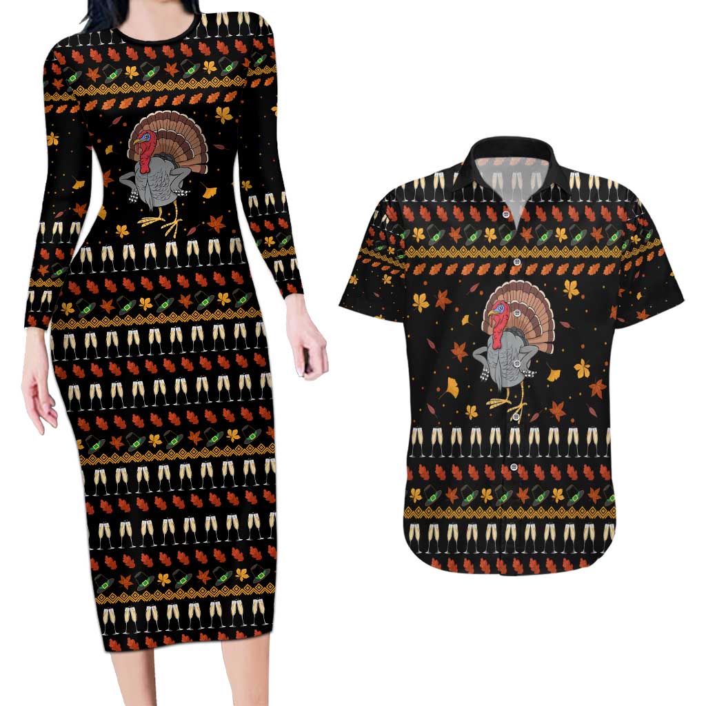 Thanksgiving Christmas Design Couples Matching Long Sleeve Bodycon Dress and Hawaiian Shirt Xmas Holiday Patterns - Wonder Print Shop