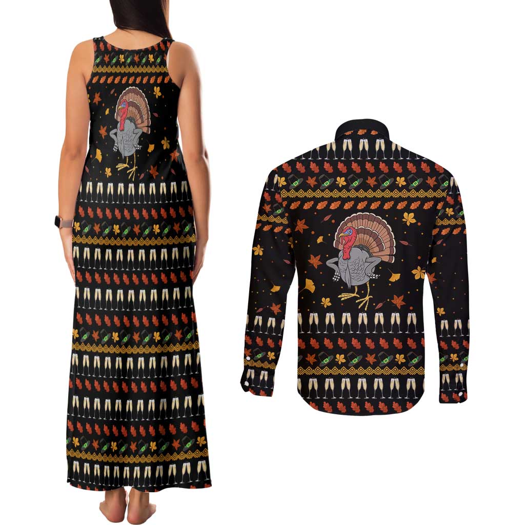 Thanksgiving Christmas Design Couples Matching Tank Maxi Dress and Long Sleeve Button Shirt Xmas Holiday Patterns - Wonder Print Shop