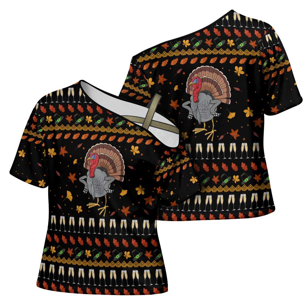 Thanksgiving Christmas Design Cross Shoulder Shirt Xmas Holiday Patterns - Wonder Print Shop
