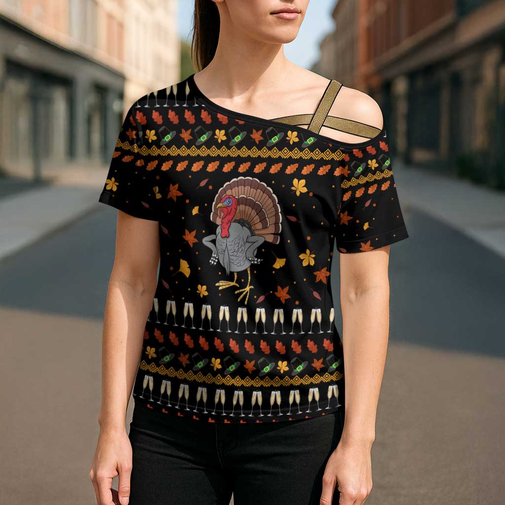 Thanksgiving Christmas Design Cross Shoulder Shirt Xmas Holiday Patterns - Wonder Print Shop