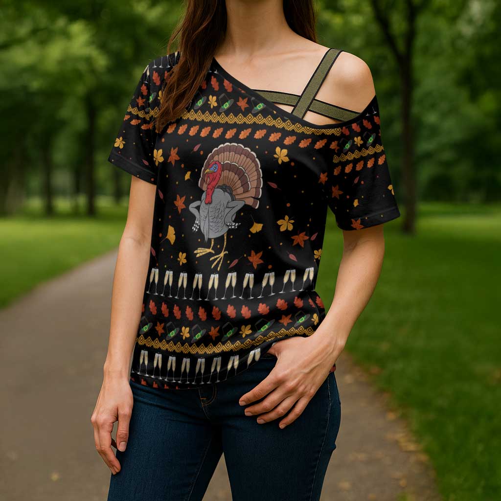 Thanksgiving Christmas Design Cross Shoulder Shirt Xmas Holiday Patterns - Wonder Print Shop