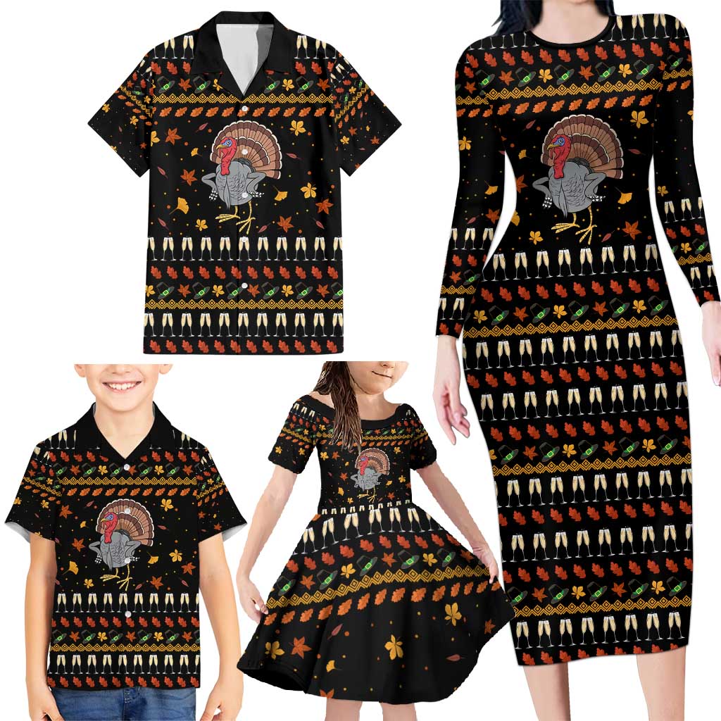 Thanksgiving Christmas Design Family Matching Long Sleeve Bodycon Dress and Hawaiian Shirt Xmas Holiday Patterns - Wonder Print Shop