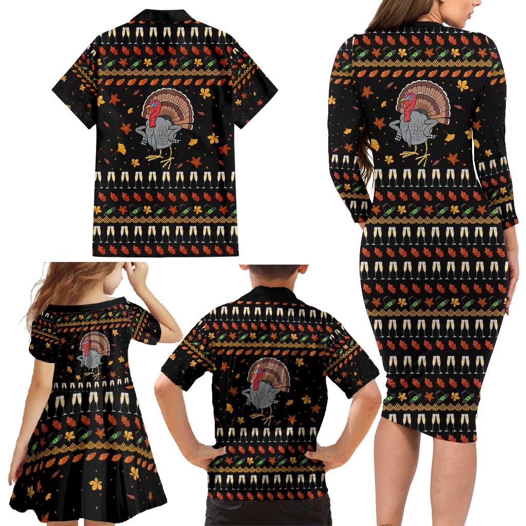 Thanksgiving Christmas Design Family Matching Long Sleeve Bodycon Dress and Hawaiian Shirt Xmas Holiday Patterns - Wonder Print Shop