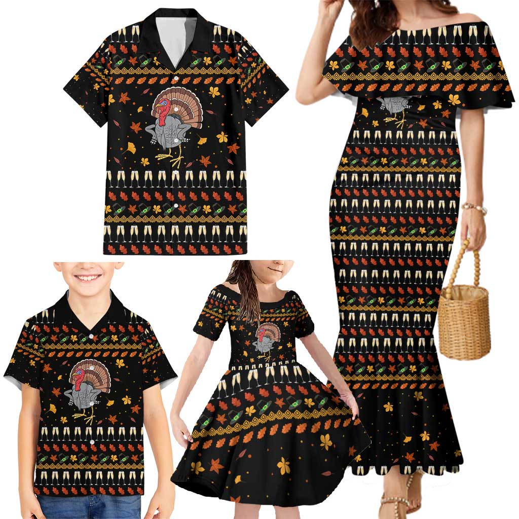 Thanksgiving Christmas Design Family Matching Mermaid Dress and Hawaiian Shirt Xmas Holiday Patterns - Wonder Print Shop