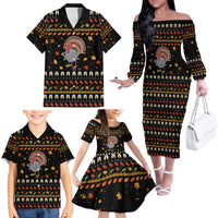 Thanksgiving Christmas Design Family Matching Off The Shoulder Long Sleeve Dress and Hawaiian Shirt Xmas Holiday Patterns - Wonder Print Shop