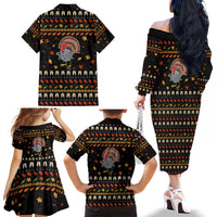 Thanksgiving Christmas Design Family Matching Off The Shoulder Long Sleeve Dress and Hawaiian Shirt Xmas Holiday Patterns - Wonder Print Shop
