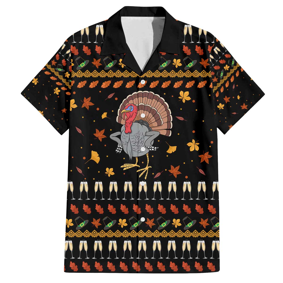 Thanksgiving Christmas Design Family Matching Off The Shoulder Long Sleeve Dress and Hawaiian Shirt Xmas Holiday Patterns - Wonder Print Shop