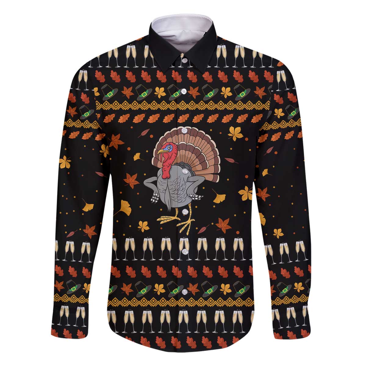 Thanksgiving Christmas Design Family Matching Off The Shoulder Long Sleeve Dress and Hawaiian Shirt Xmas Holiday Patterns - Wonder Print Shop