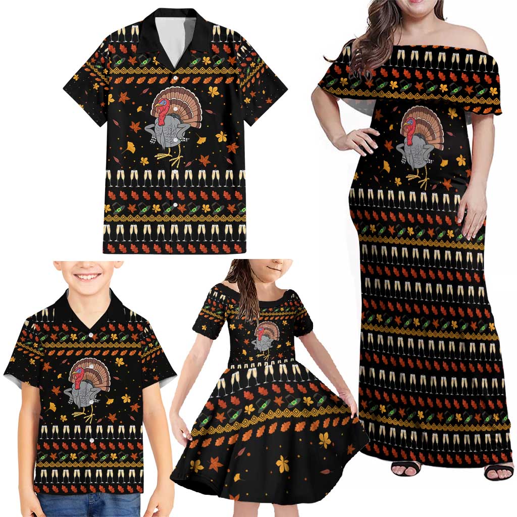 Thanksgiving Christmas Design Family Matching Off Shoulder Maxi Dress and Hawaiian Shirt Xmas Holiday Patterns - Wonder Print Shop
