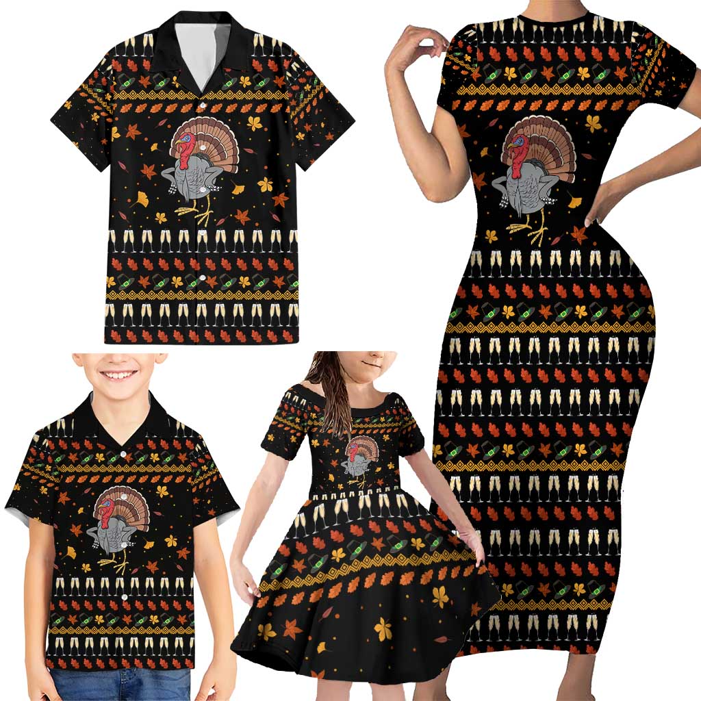 Thanksgiving Christmas Design Family Matching Short Sleeve Bodycon Dress and Hawaiian Shirt Xmas Holiday Patterns - Wonder Print Shop