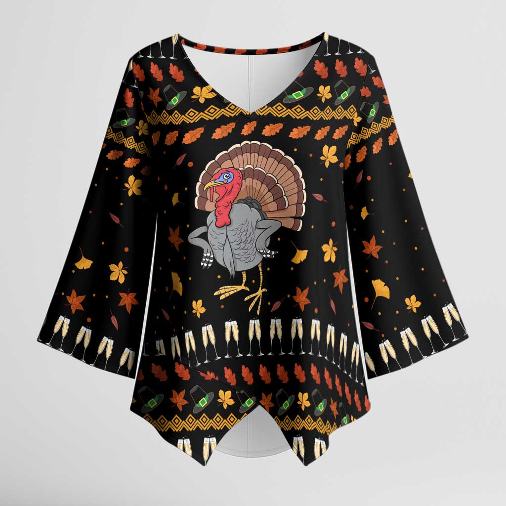 Thanksgiving Christmas Design Kimono Sleeve Blouse Xmas Holiday Patterns - Wonder Print Shop