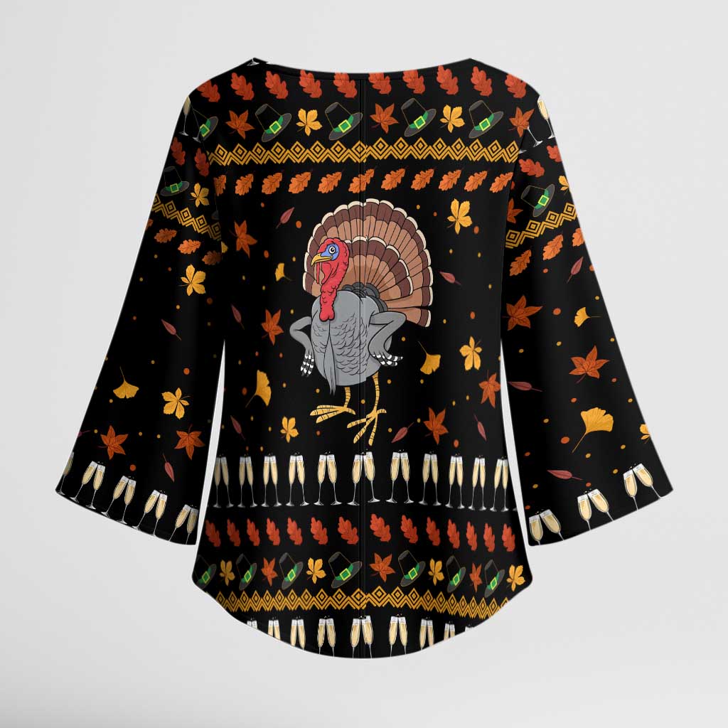 Thanksgiving Christmas Design Kimono Sleeve Blouse Xmas Holiday Patterns - Wonder Print Shop