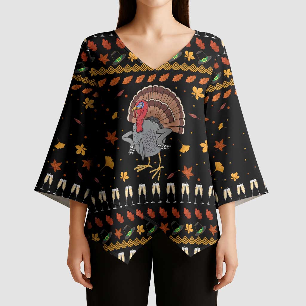 Thanksgiving Christmas Design Kimono Sleeve Blouse Xmas Holiday Patterns - Wonder Print Shop