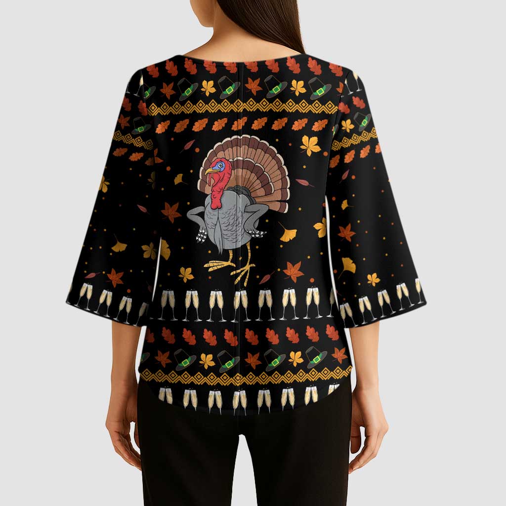 Thanksgiving Christmas Design Kimono Sleeve Blouse Xmas Holiday Patterns - Wonder Print Shop