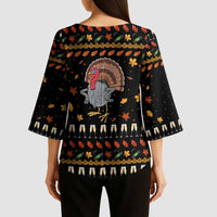 Thanksgiving Christmas Design Kimono Sleeve Blouse Xmas Holiday Patterns - Wonder Print Shop