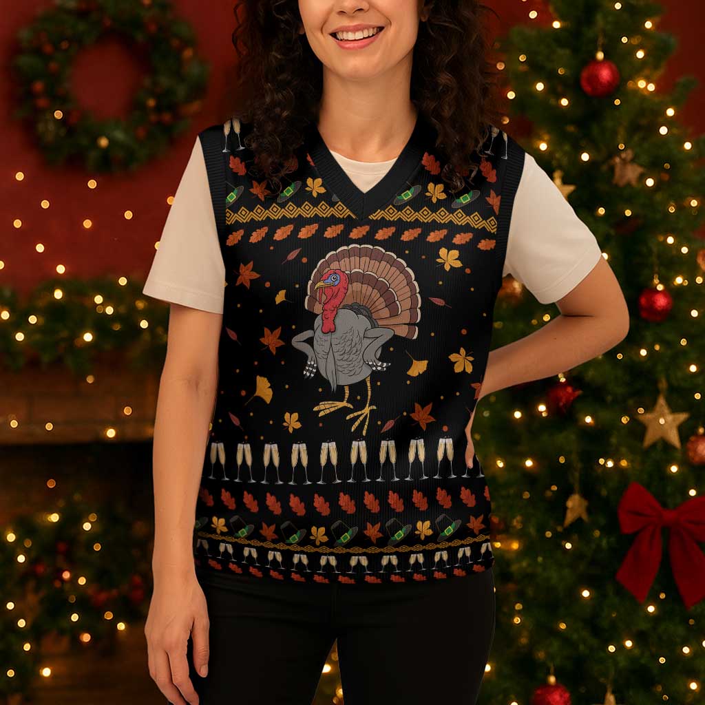 Thanksgiving Christmas Design Christmas Knitted V-Neck Vest Xmas Holiday Patterns - Wonder Print Shop