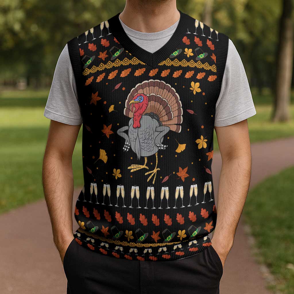 Thanksgiving Christmas Design Christmas Knitted V-Neck Vest Xmas Holiday Patterns - Wonder Print Shop