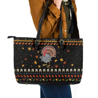 Thanksgiving Christmas Design Leather Tote Bag Xmas Holiday Patterns - Wonder Print Shop