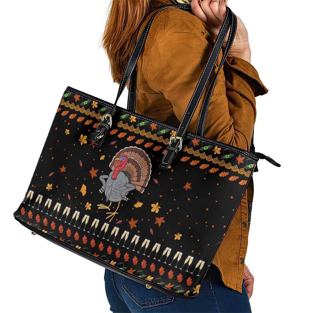 Thanksgiving Christmas Design Leather Tote Bag Xmas Holiday Patterns - Wonder Print Shop