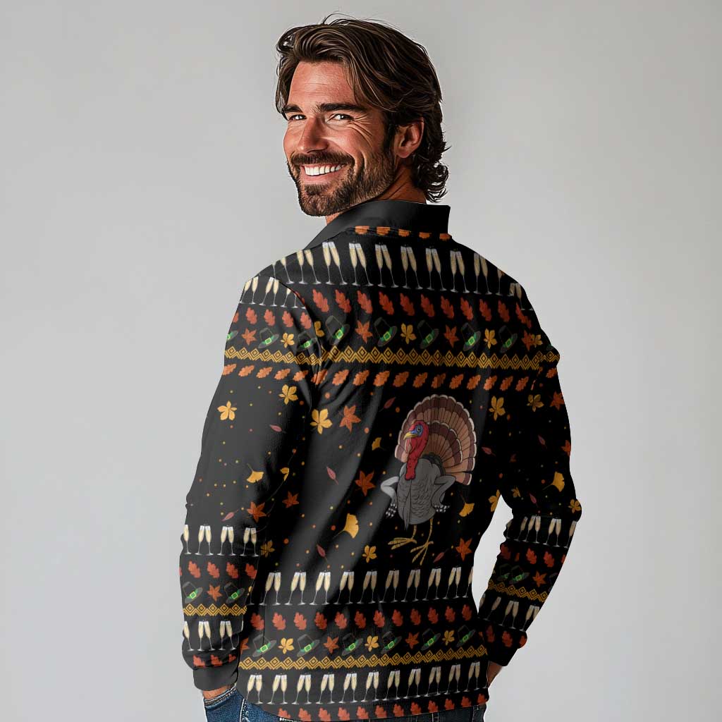 Thanksgiving Christmas Design Long Sleeve Polo Shirt Xmas Holiday Patterns - Wonder Print Shop