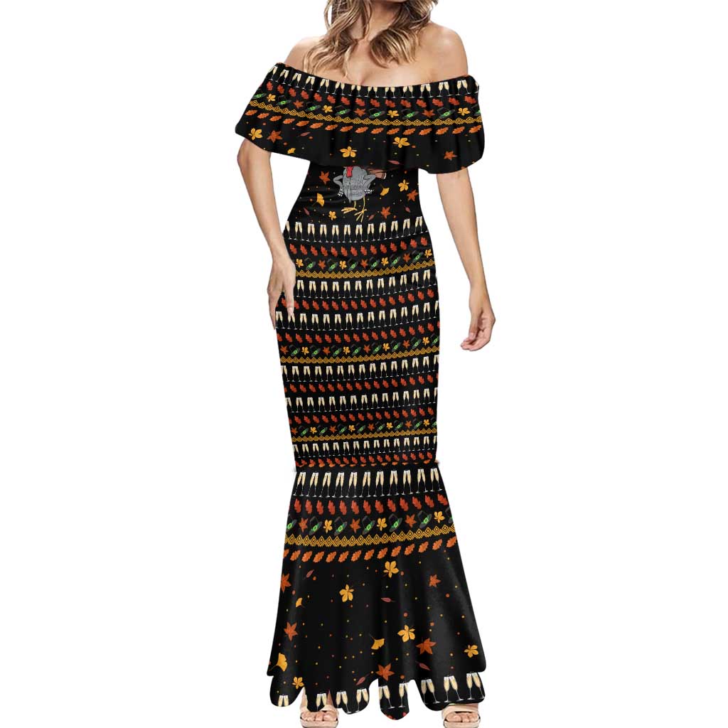 Thanksgiving Christmas Design Mermaid Dress Xmas Holiday Patterns - Wonder Print Shop