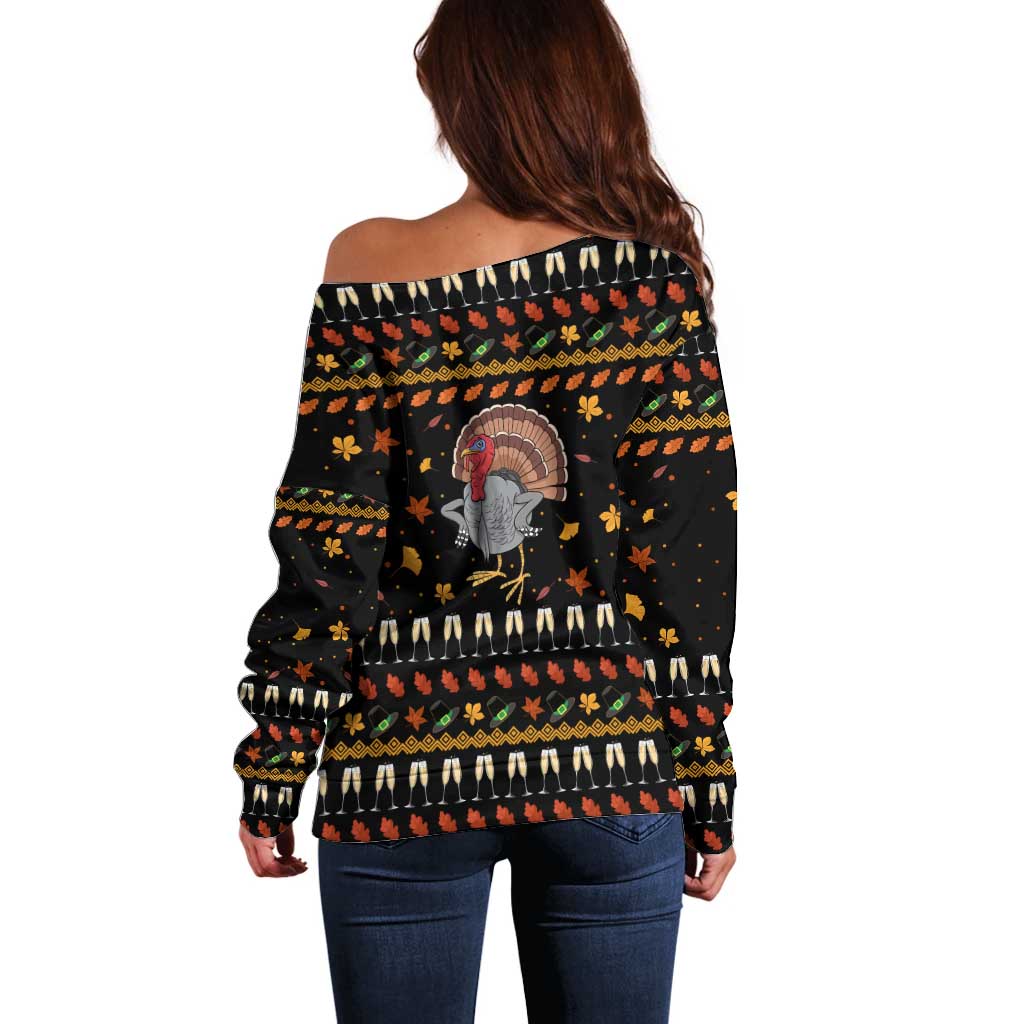 Thanksgiving Christmas Design Off Shoulder Sweater Xmas Holiday Patterns - Wonder Print Shop