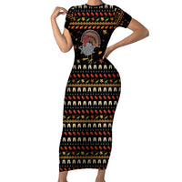 Thanksgiving Christmas Design Short Sleeve Bodycon Dress Xmas Holiday Patterns - Wonder Print Shop