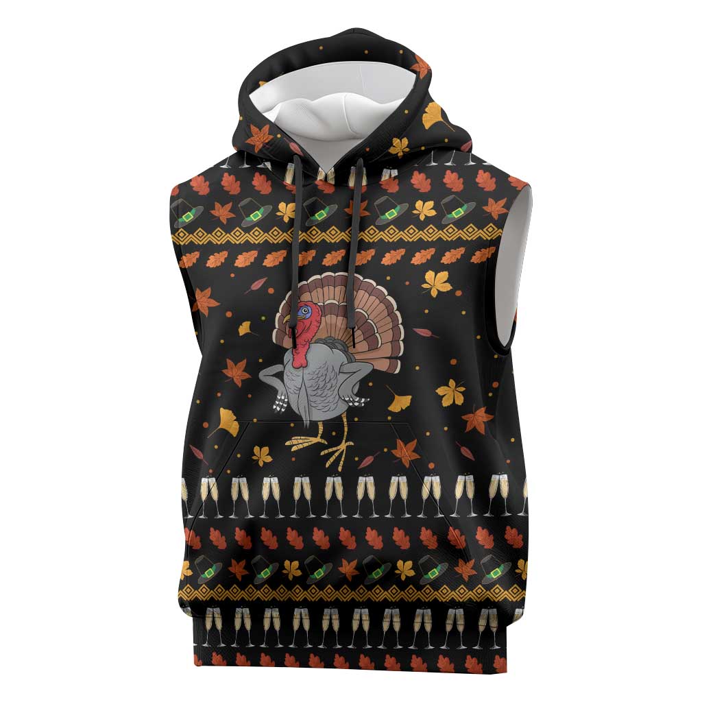 Thanksgiving Christmas Design Sleeveless Hoodie Xmas Holiday Patterns - Wonder Print Shop