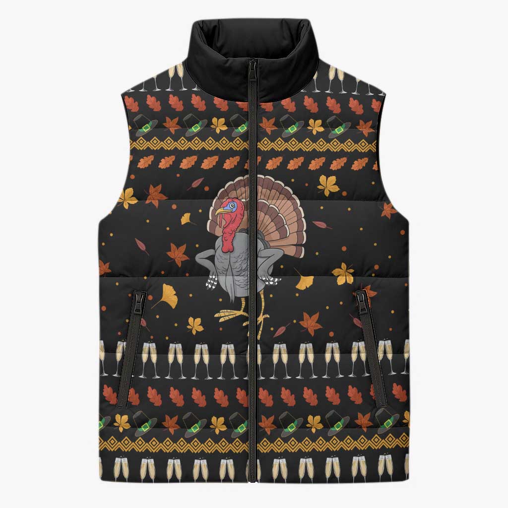 Thanksgiving Christmas Design Sleeveless Puffer Jacket Xmas Holiday Patterns - Wonder Print Shop