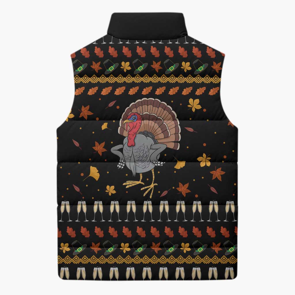 Thanksgiving Christmas Design Sleeveless Puffer Jacket Xmas Holiday Patterns - Wonder Print Shop