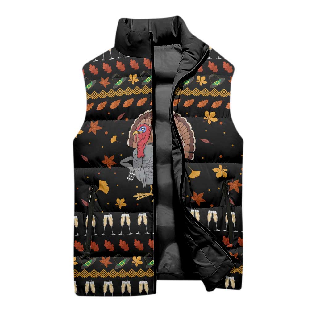 Thanksgiving Christmas Design Sleeveless Puffer Jacket Xmas Holiday Patterns - Wonder Print Shop