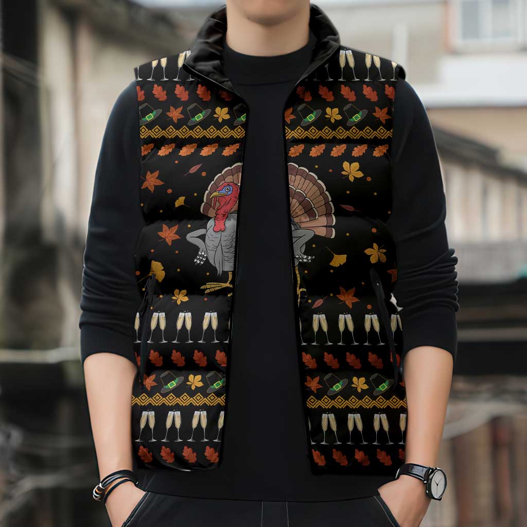 Thanksgiving Christmas Design Sleeveless Puffer Jacket Xmas Holiday Patterns - Wonder Print Shop