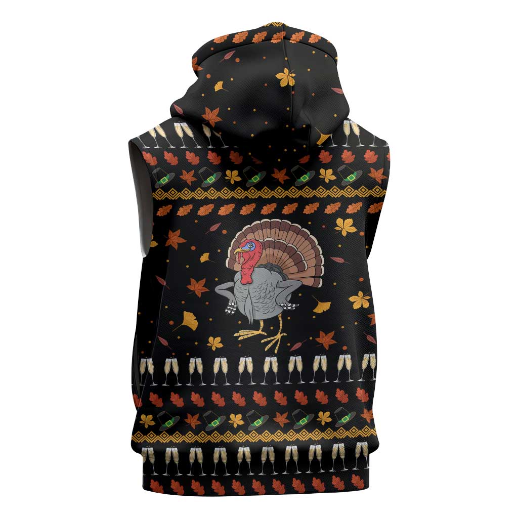 Thanksgiving Christmas Design Sleeveless Zip Hoodie Xmas Holiday Patterns - Wonder Print Shop
