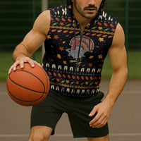 Thanksgiving Christmas Design Sleeveless Zip Hoodie Xmas Holiday Patterns - Wonder Print Shop