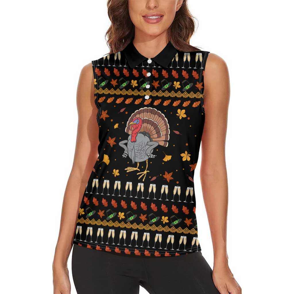 Thanksgiving Christmas Design Women Sleeveless Polo Shirt Xmas Holiday Patterns - Wonder Print Shop