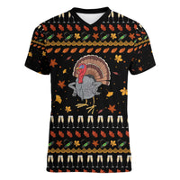 Thanksgiving Christmas Design Women V-Neck T-Shirt Xmas Holiday Patterns - Wonder Print Shop