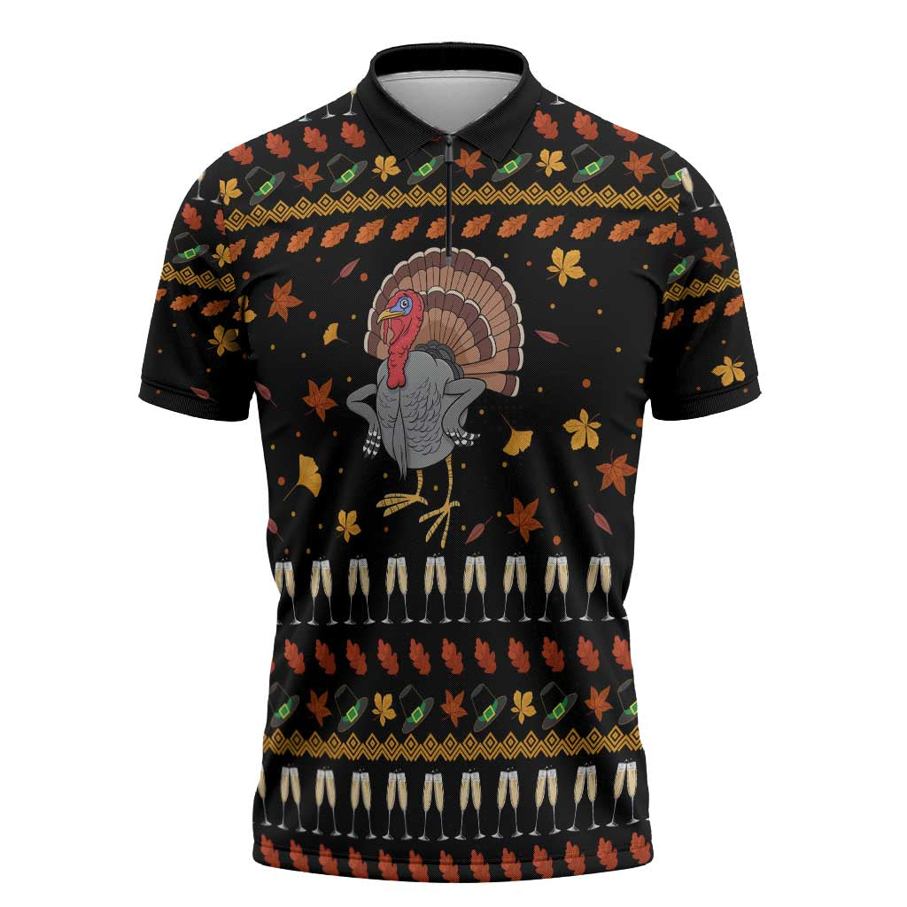 Thanksgiving Christmas Design Zipper Polo Shirt Xmas Holiday Patterns - Wonder Print Shop