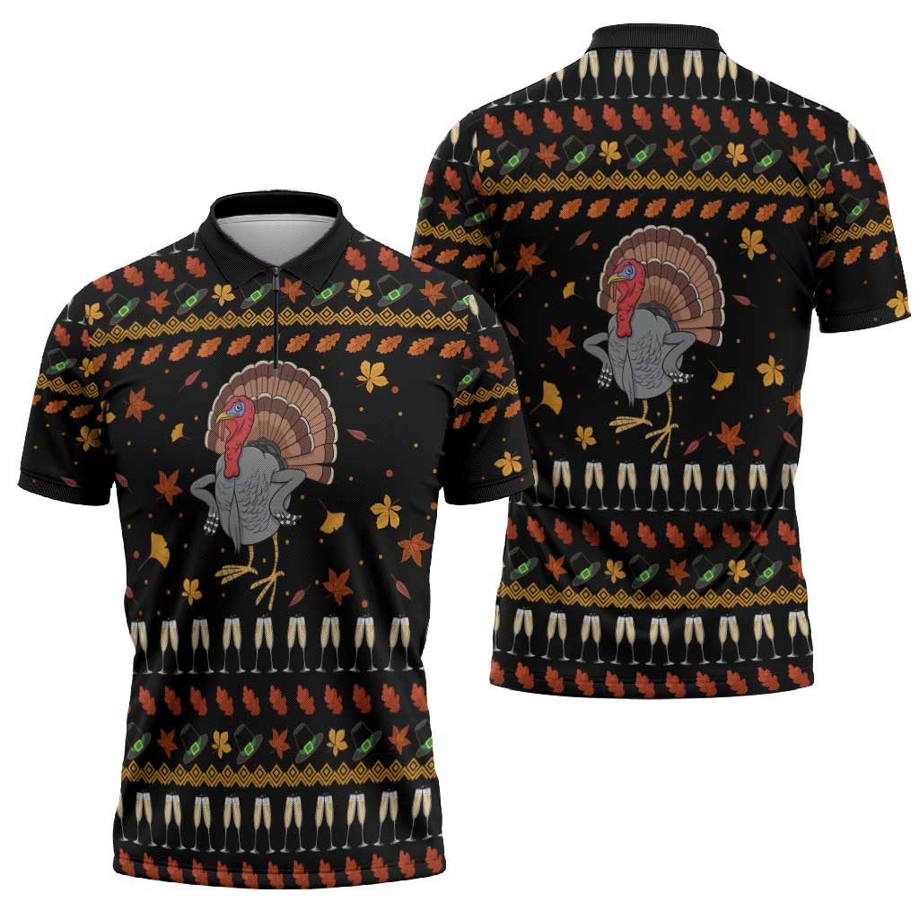 Thanksgiving Christmas Design Zipper Polo Shirt Xmas Holiday Patterns - Wonder Print Shop