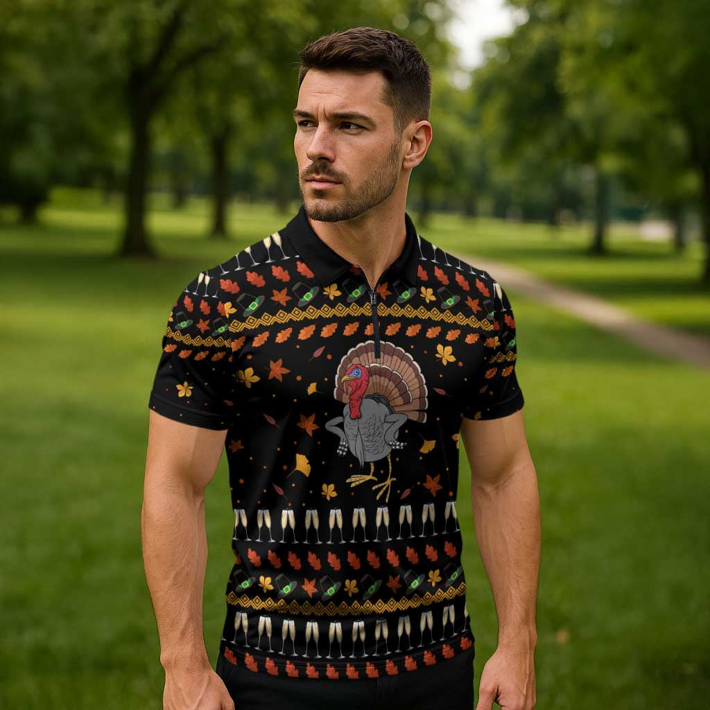 Thanksgiving Christmas Design Zipper Polo Shirt Xmas Holiday Patterns - Wonder Print Shop