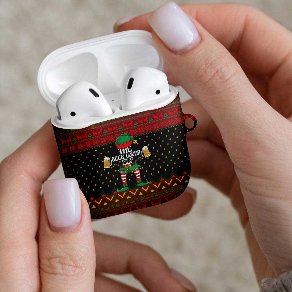 The Beer Lover Elf Christmas AirPods Case Xmas Holiday Patterns - Wonder Print Shop