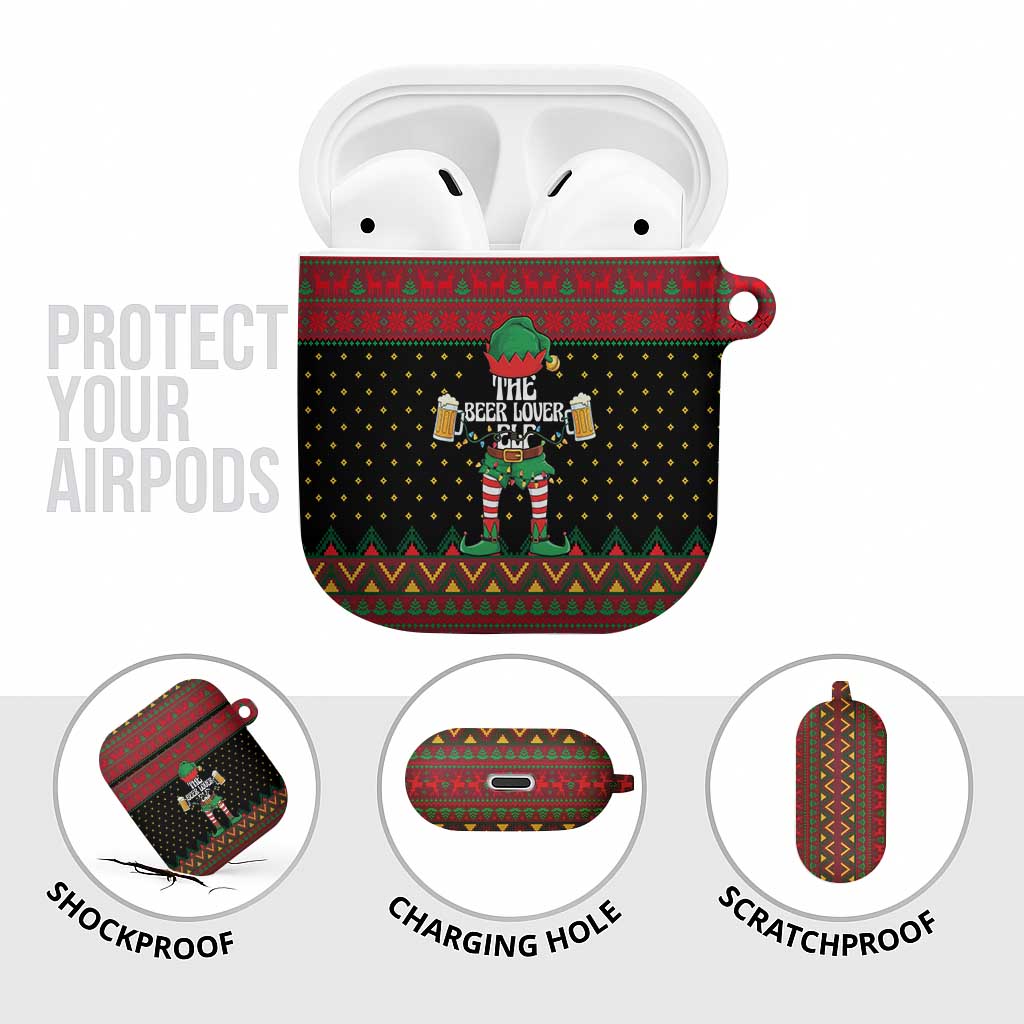 The Beer Lover Elf Christmas AirPods Case Xmas Holiday Patterns - Wonder Print Shop