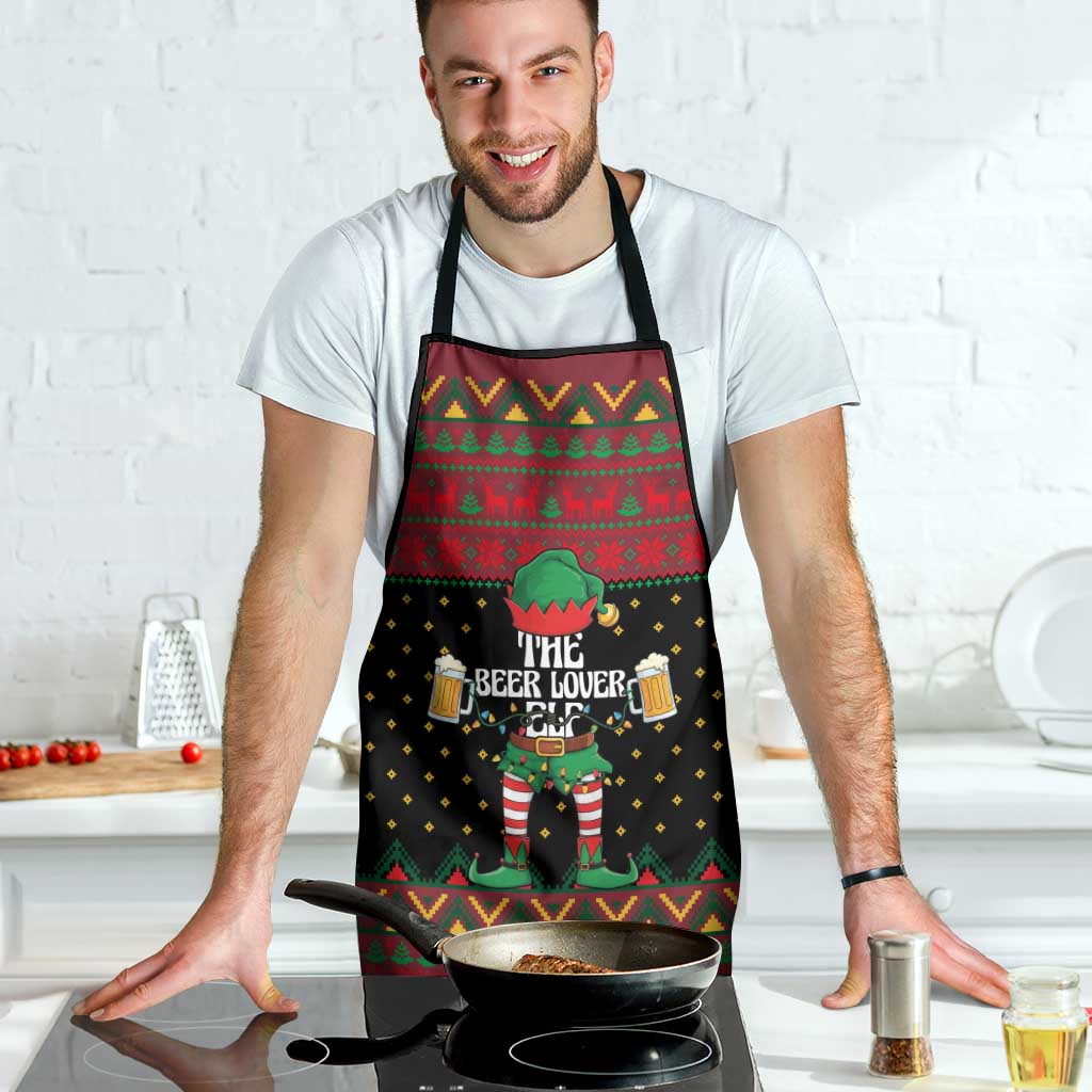 The Beer Lover Elf Christmas Apron Xmas Holiday Patterns - Wonder Print Shop