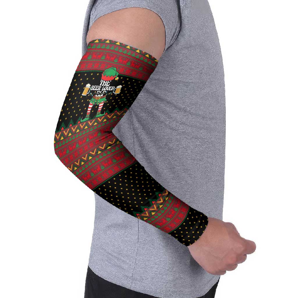 The Beer Lover Elf Christmas Arm Sleeves Xmas Holiday Patterns - Wonder Print Shop