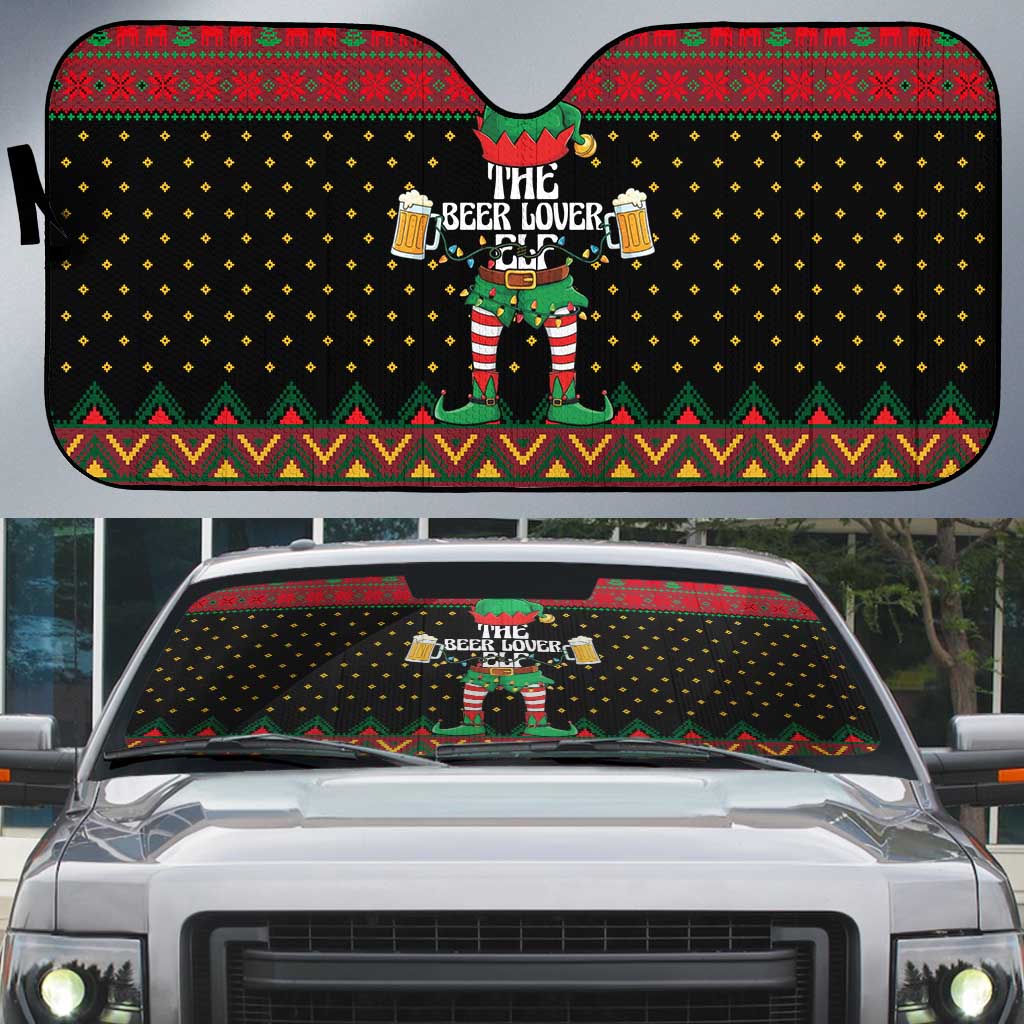 The Beer Lover Elf Christmas Auto Sun Shade Xmas Holiday Patterns - Wonder Print Shop