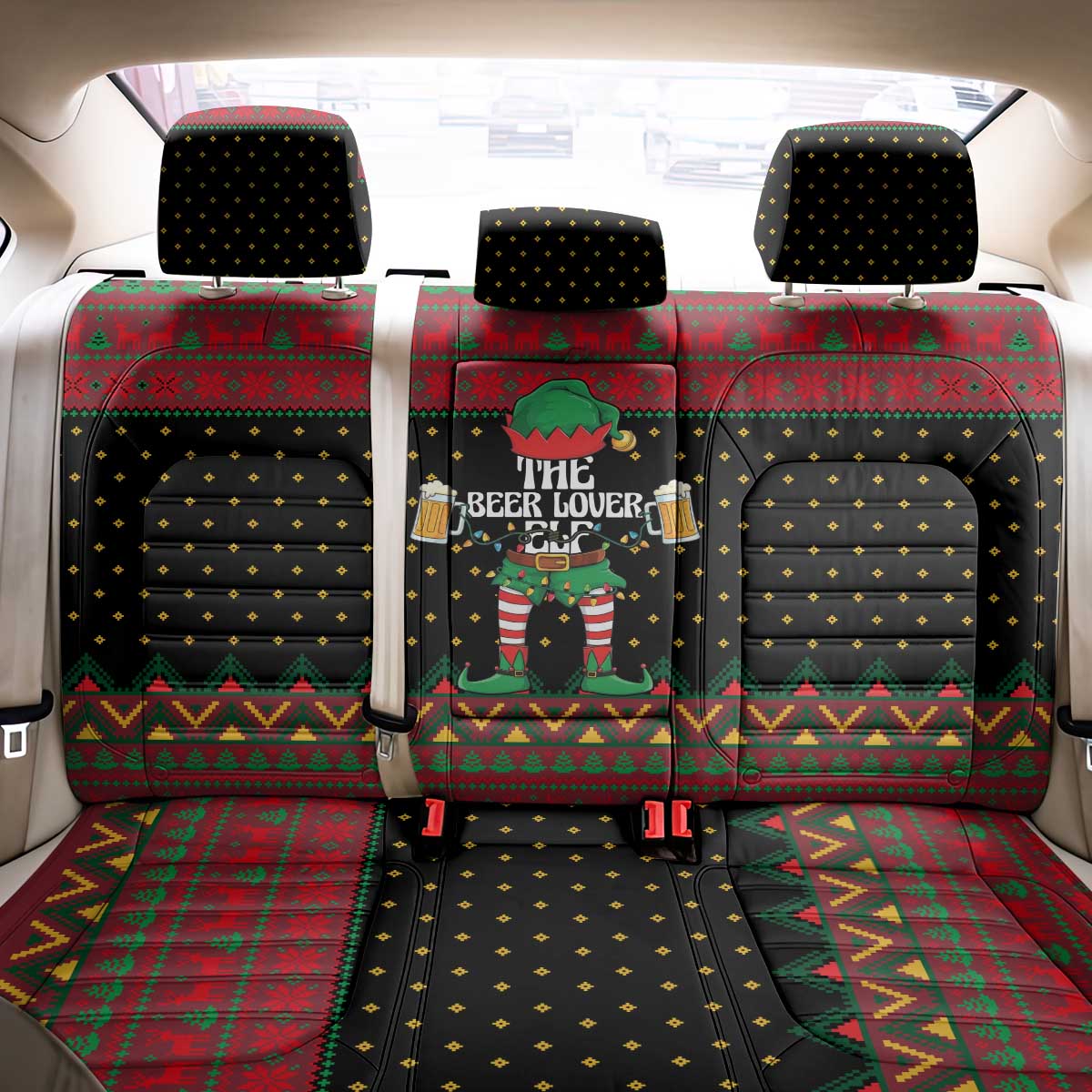 The Beer Lover Elf Christmas Back Car Seat Cover Xmas Holiday Patterns - Wonder Print Shop